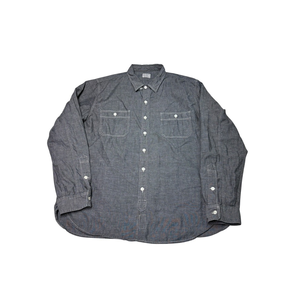 J.Crew Authentic Workwear Gray Chambray Button Down Shirt Mens XL 100% Cotton